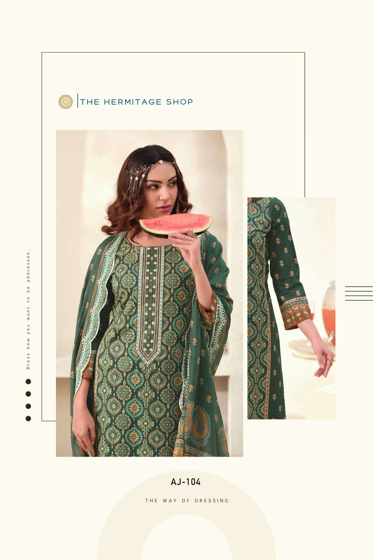 The Hermitage Ajrakh Vol 1 Lawn Cotton Dress Material