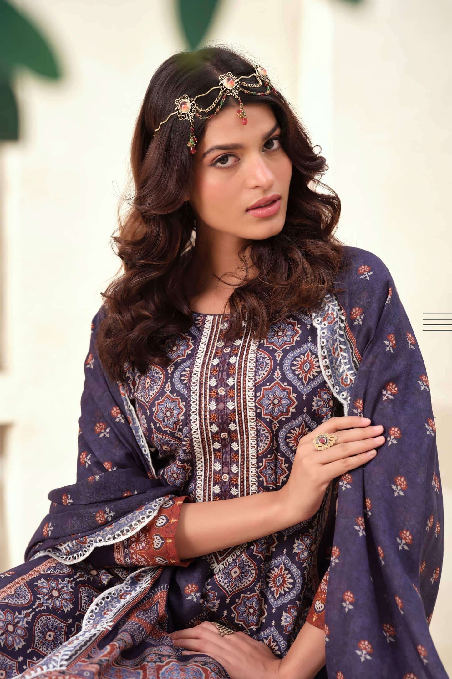 The Hermitage Ajrakh Vol 1 Lawn Cotton Dress Material
