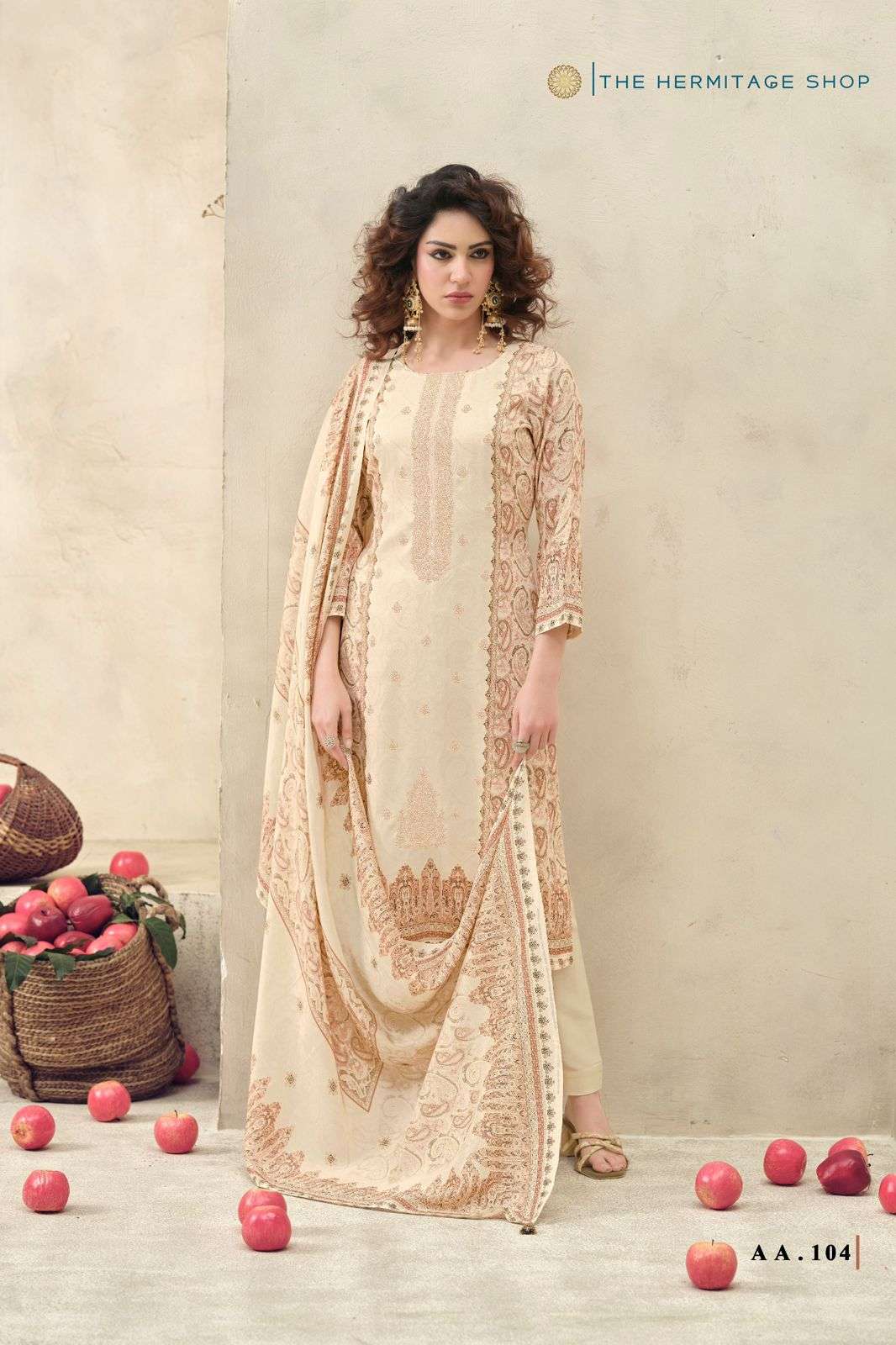 The Hermitage Shop Aaranya Vol 5 Giza Cotton Satin Pakistani Suit - Amrah Wholesale