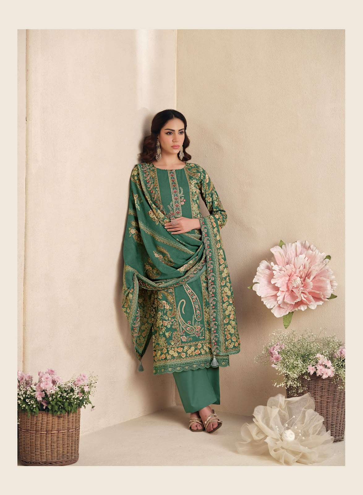 The Hermitage Shop Zaira Giza Silk Lawn Dress Material - Amrah Wholesale