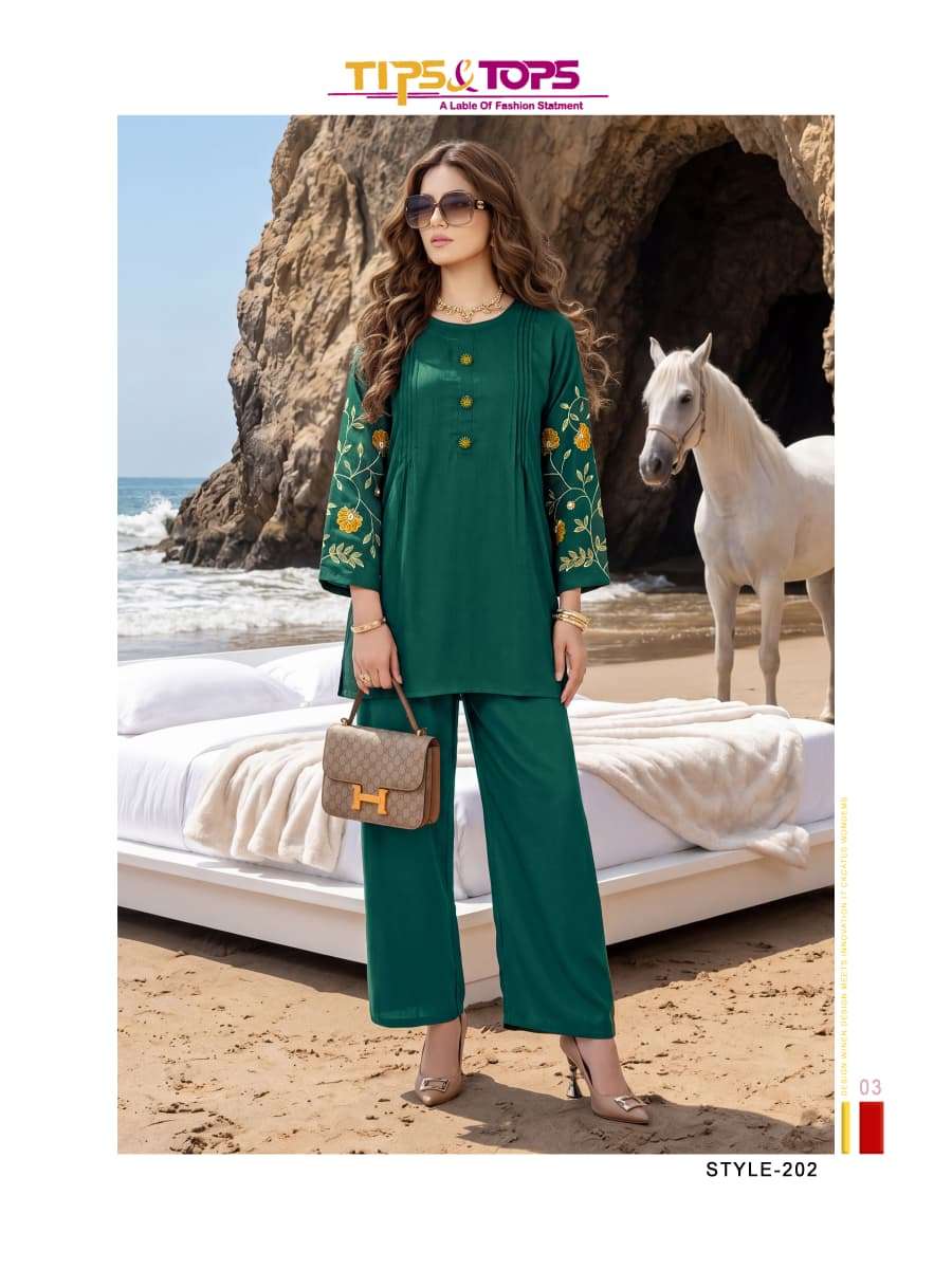 Tips & Tops Honey Vol 2 Rayon Embroidered Co Ord Set - Amrah Wholesale