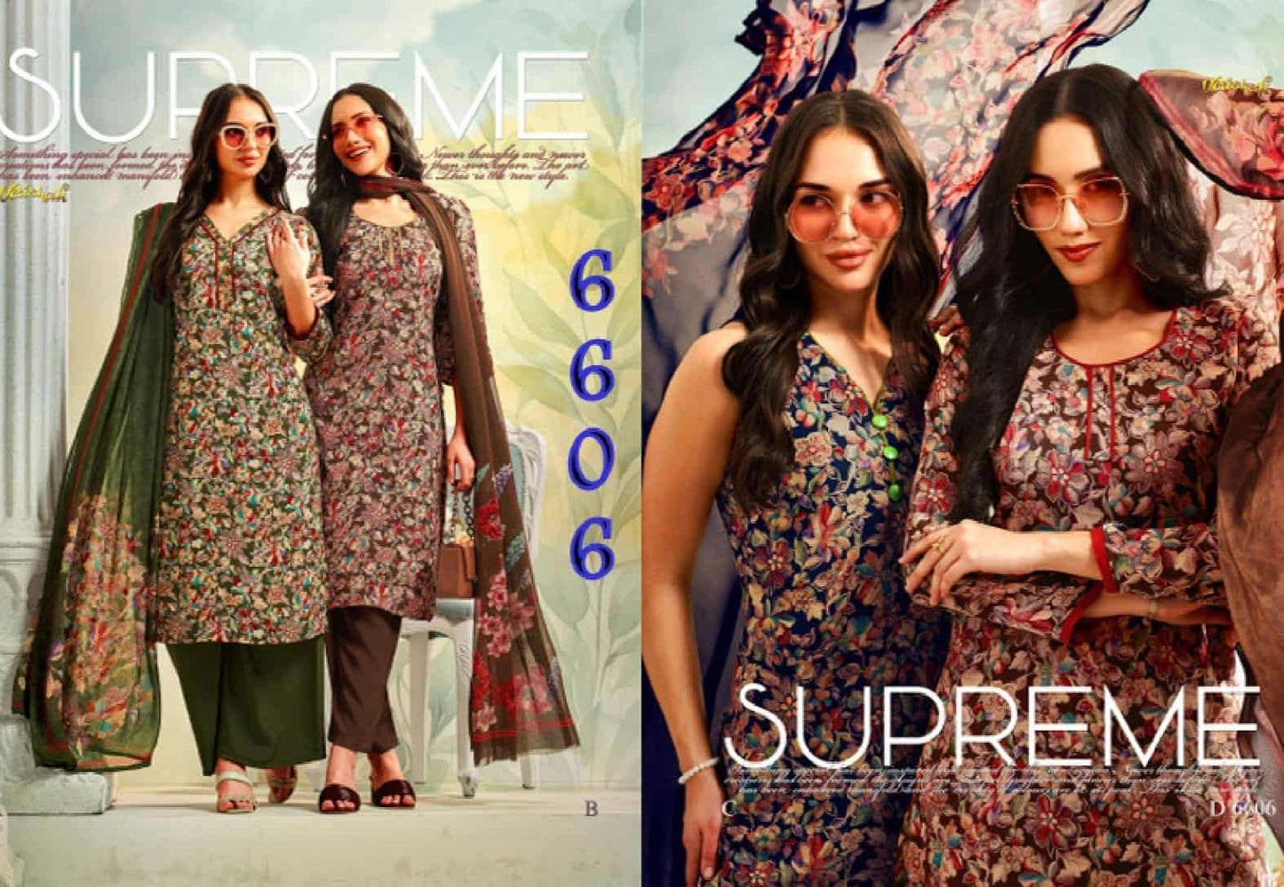 Vaishali Fashion 6600 Series Printed Pure Crape Dress Material