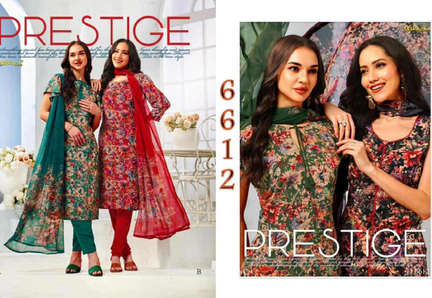 Vaishali Fashion 6600 Series Printed Pure Crape Dress Material