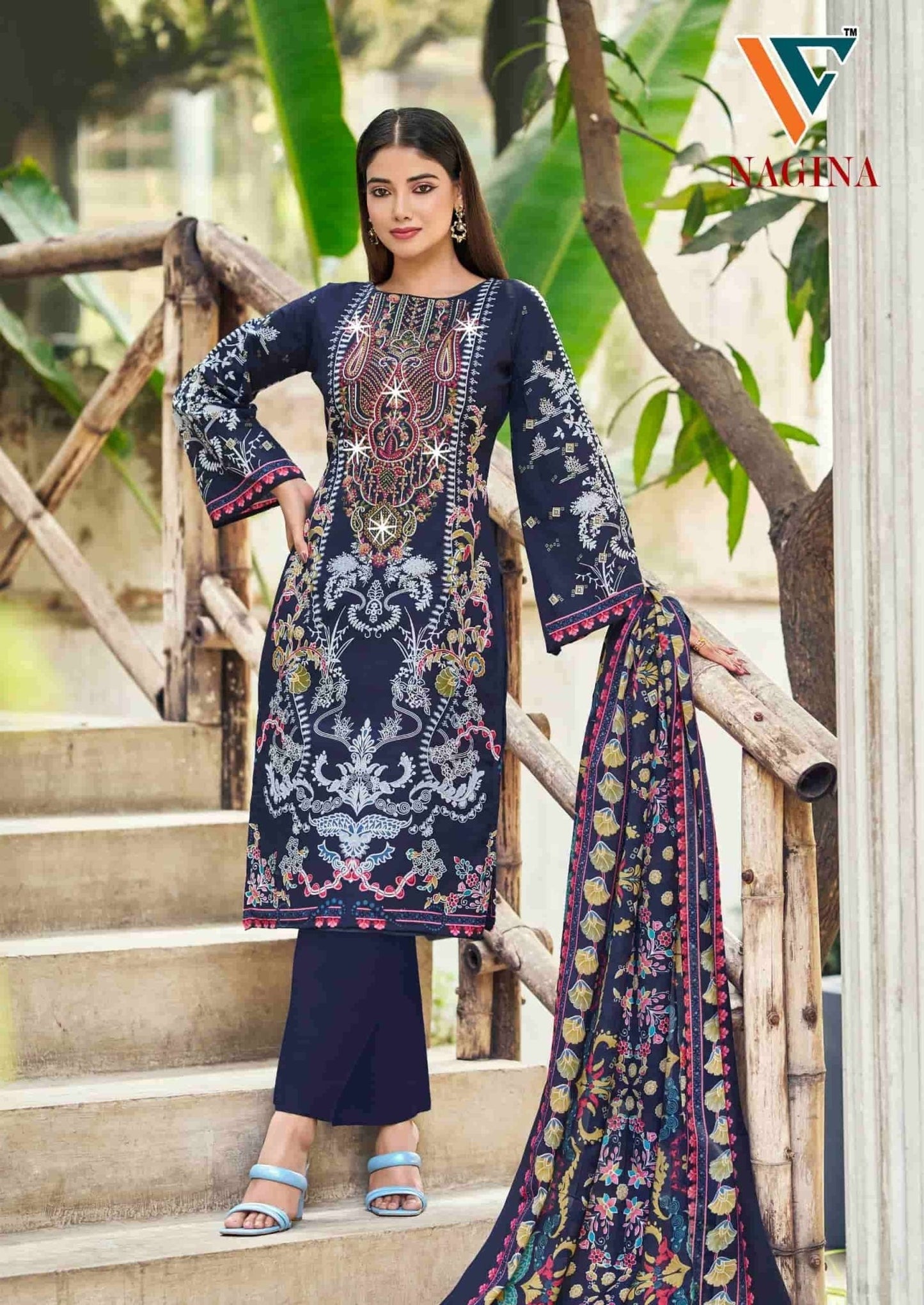 Vandana Fashion Nagina Vol 12 Cotton Embroidery Dress Material - Amrah Wholesale