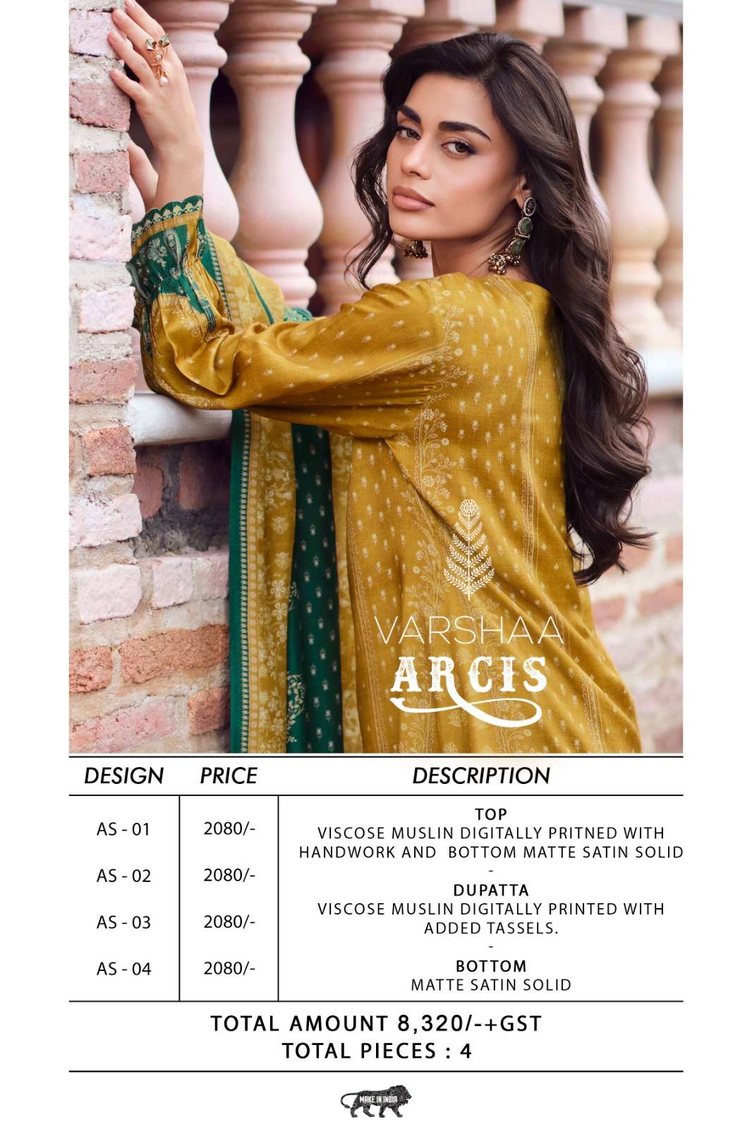 Varsha Arcis Viscose Muslin Dress Material - Amrah Wholesale