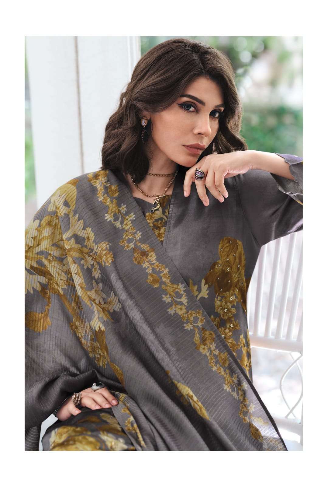 Varsha Fashion Botanical Archive Gajji Shimmer Satin Dress Material - Amrah Wholesale