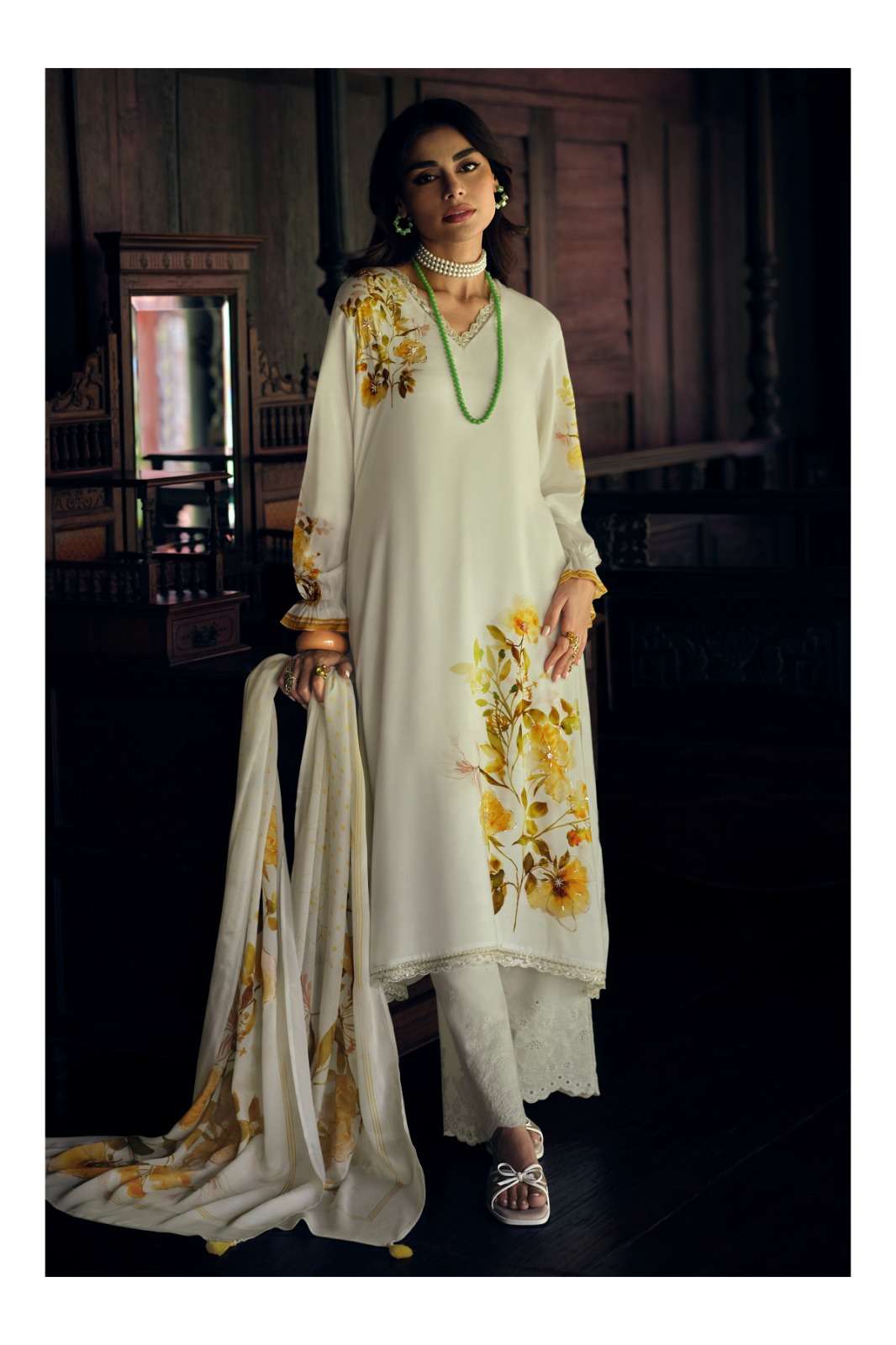 Varsha Fashion Ivory Gold Dress Material Wholesale Catalogue - Amrah Wholesale