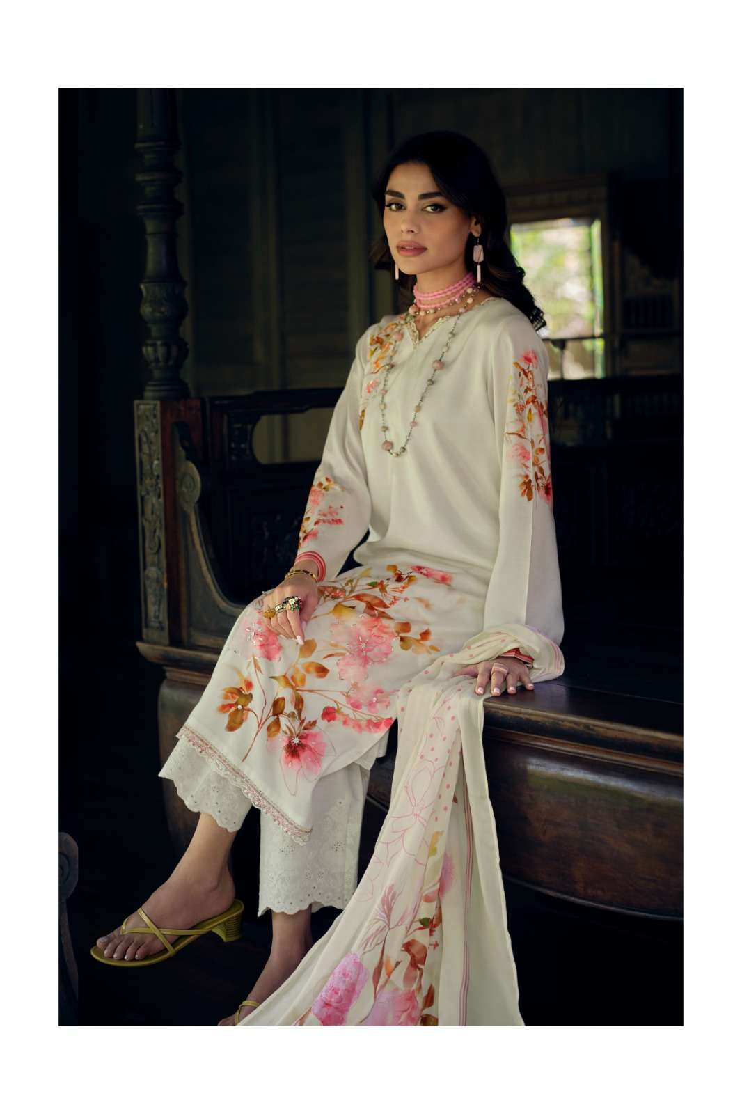 Varsha Fashion Ivory Gold Dress Material Wholesale Catalogue - Amrah Wholesale