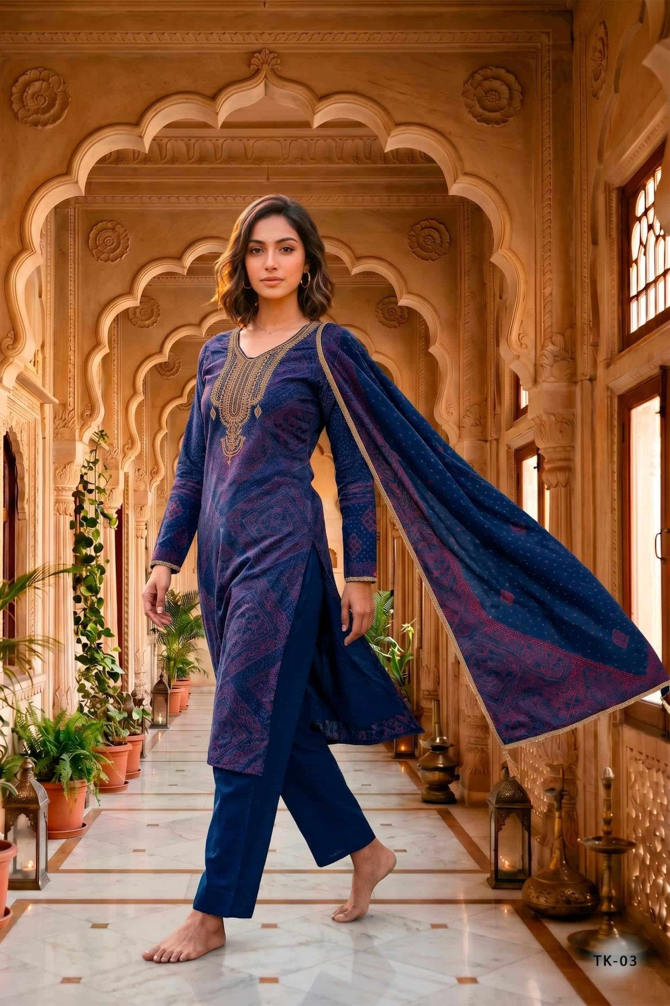 Varsha Fashion The Tie And Knot Collection Viscose Muslin Dress Material - Amrah Wholesale