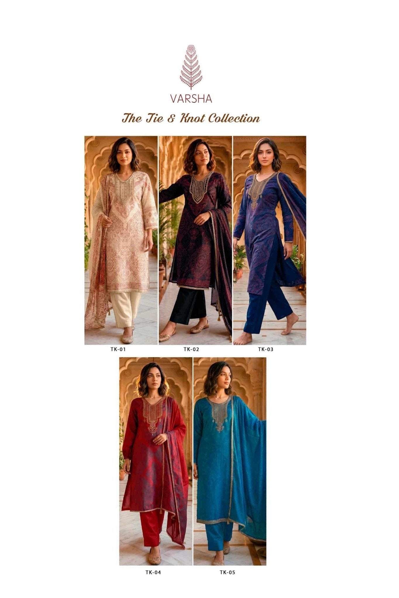 Varsha Fashion The Tie And Knot Collection Viscose Muslin Dress Material - Amrah Wholesale