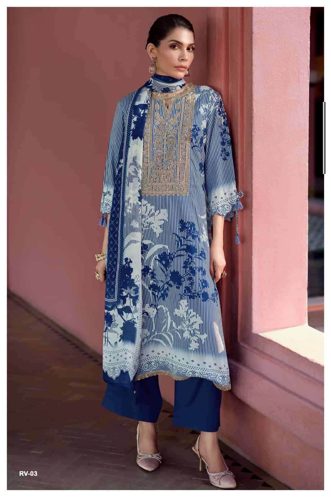 Varsha Rivera Viscose Muslin Dress Material - Amrah Wholesale