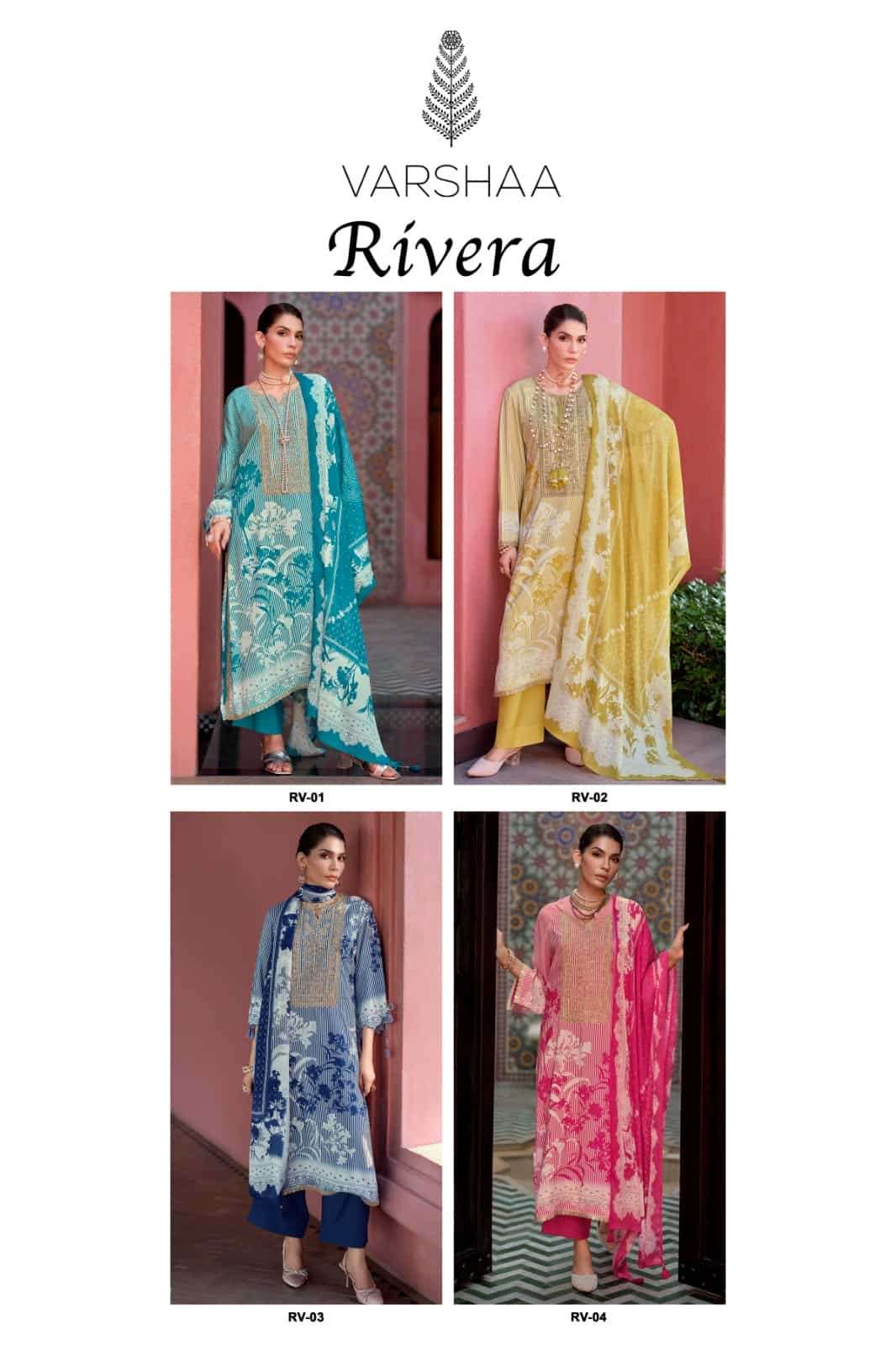 Varsha Rivera Viscose Muslin Dress Material - Amrah Wholesale