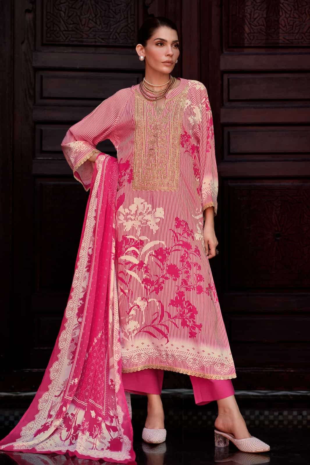 Varsha Rivera Viscose Muslin Dress Material - Amrah Wholesale