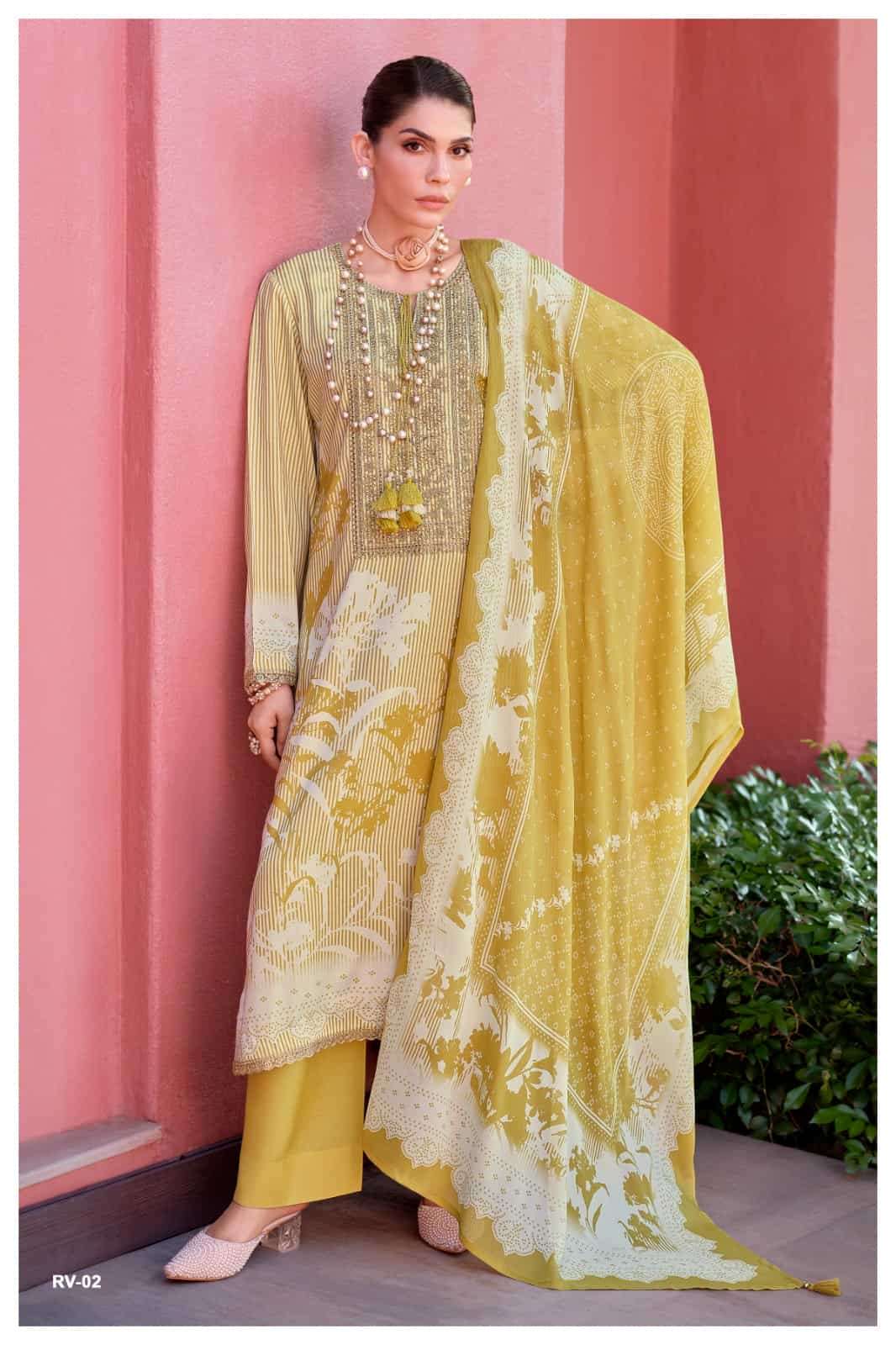 Varsha Rivera Viscose Muslin Dress Material - Amrah Wholesale
