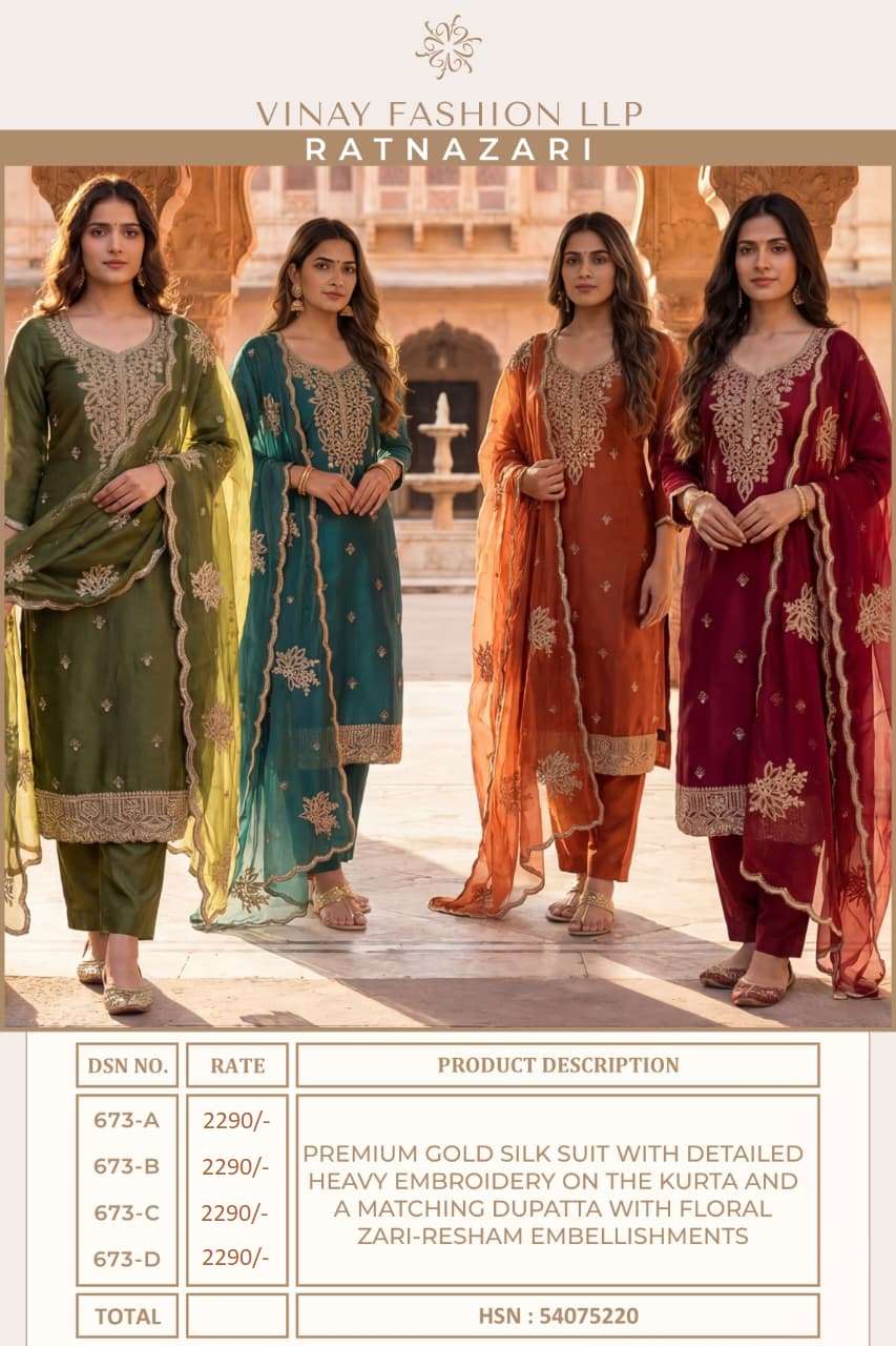 Vinay Fashion Ratnazari Silk Dress Material Wholesale Surat India - Amrah Wholesale