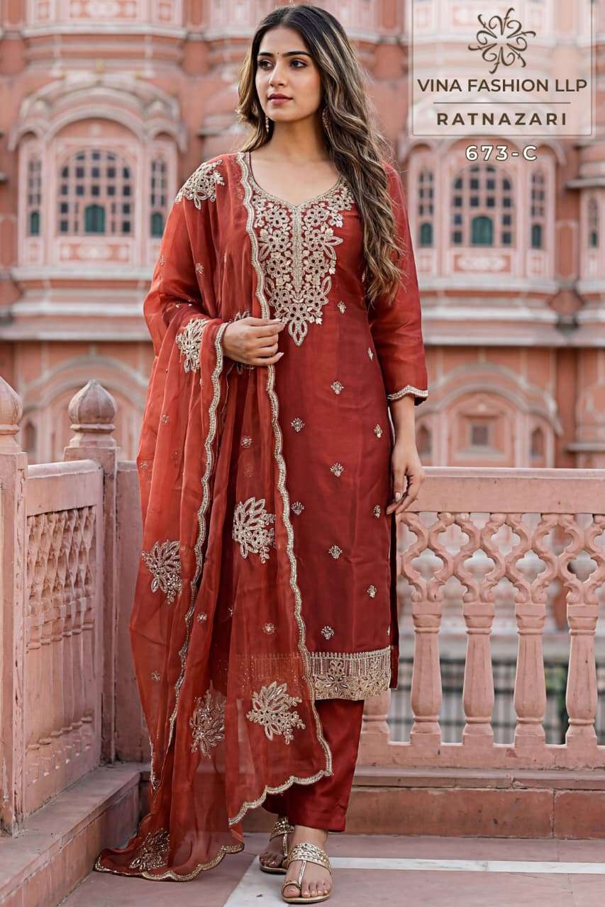 Vinay Fashion Ratnazari Silk Dress Material Wholesale Surat India - Amrah Wholesale