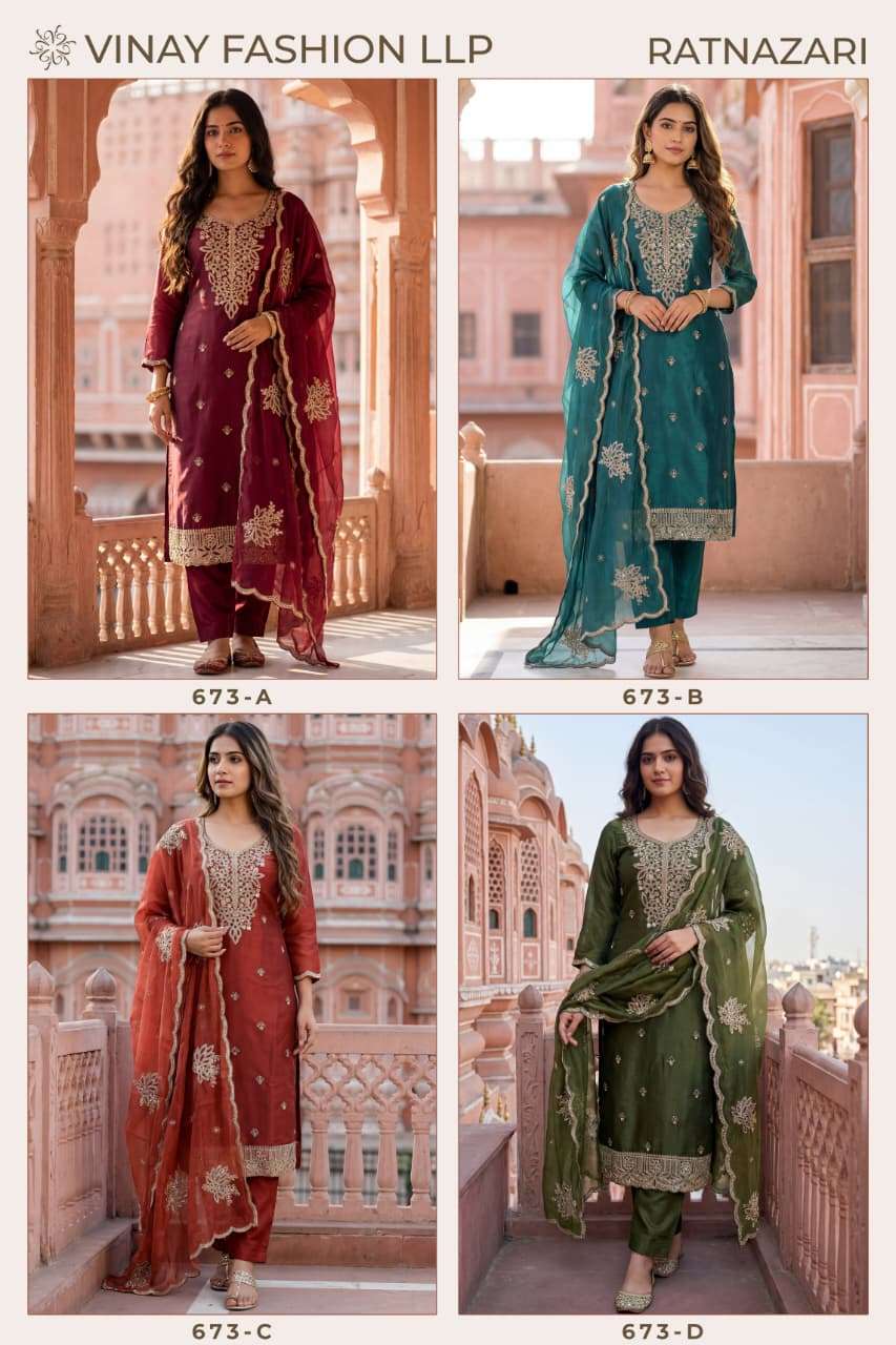 Vinay Fashion Ratnazari Silk Dress Material Wholesale Surat India - Amrah Wholesale