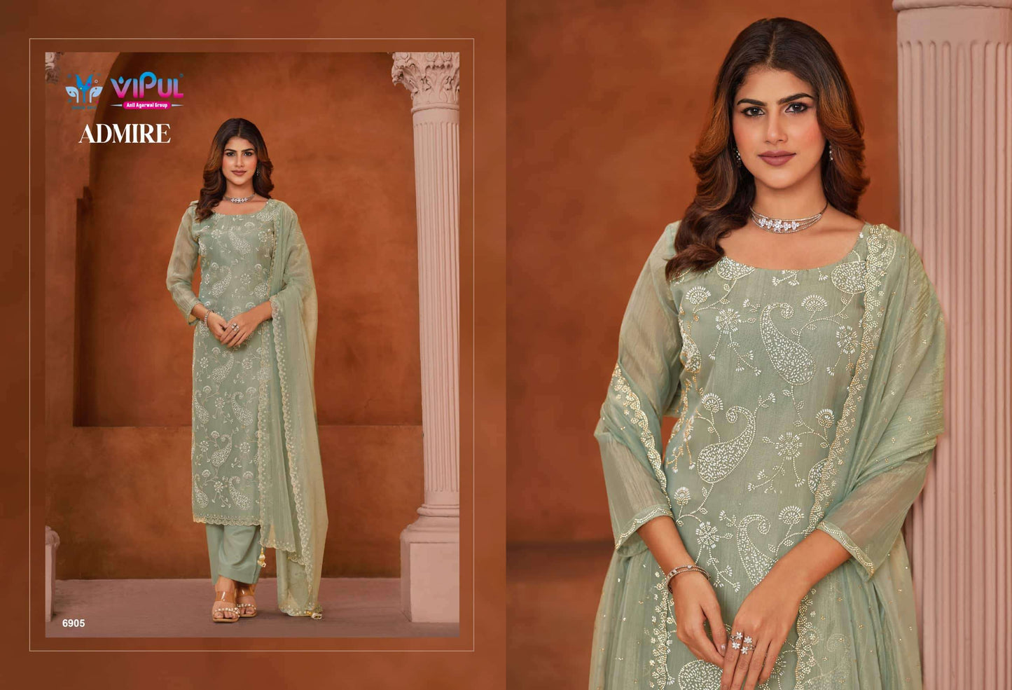 Vipul Fashion Admire Zarin Gold Tissue Designer Dress Material