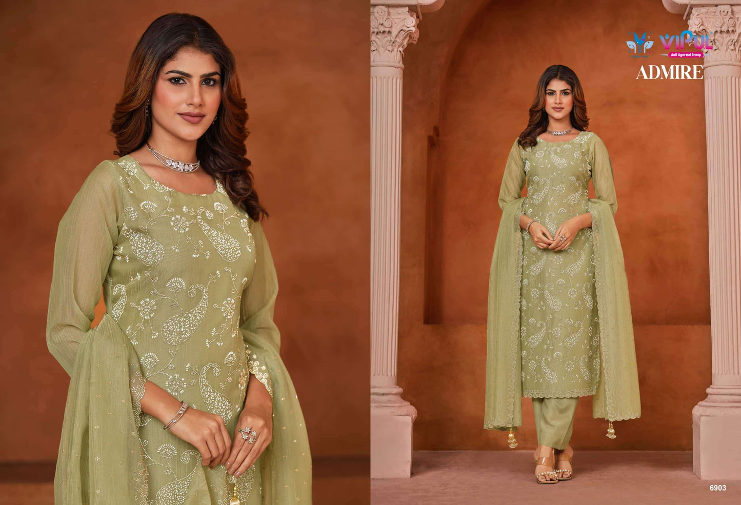 Vipul Fashion Admire Zarin Gold Tissue Designer Dress Material