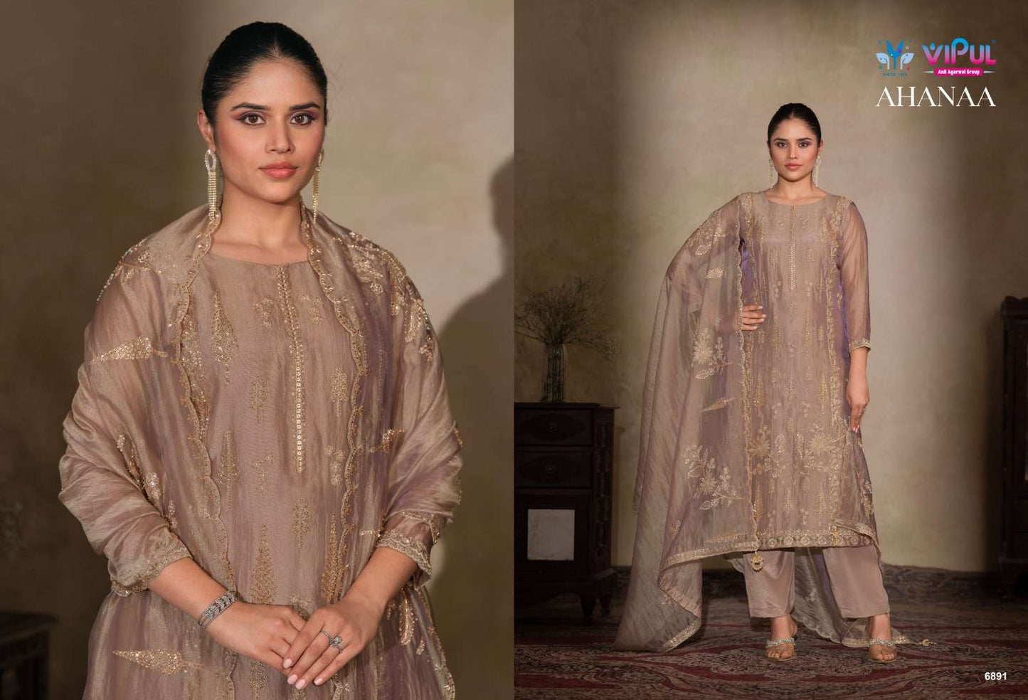 Vipul Fashion Ahanaa Organza Silk Dress Material