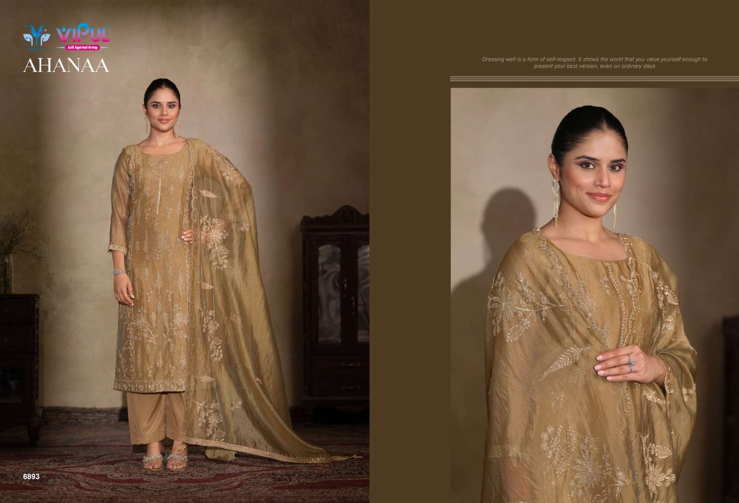 Vipul Fashion Ahanaa Organza Silk Dress Material