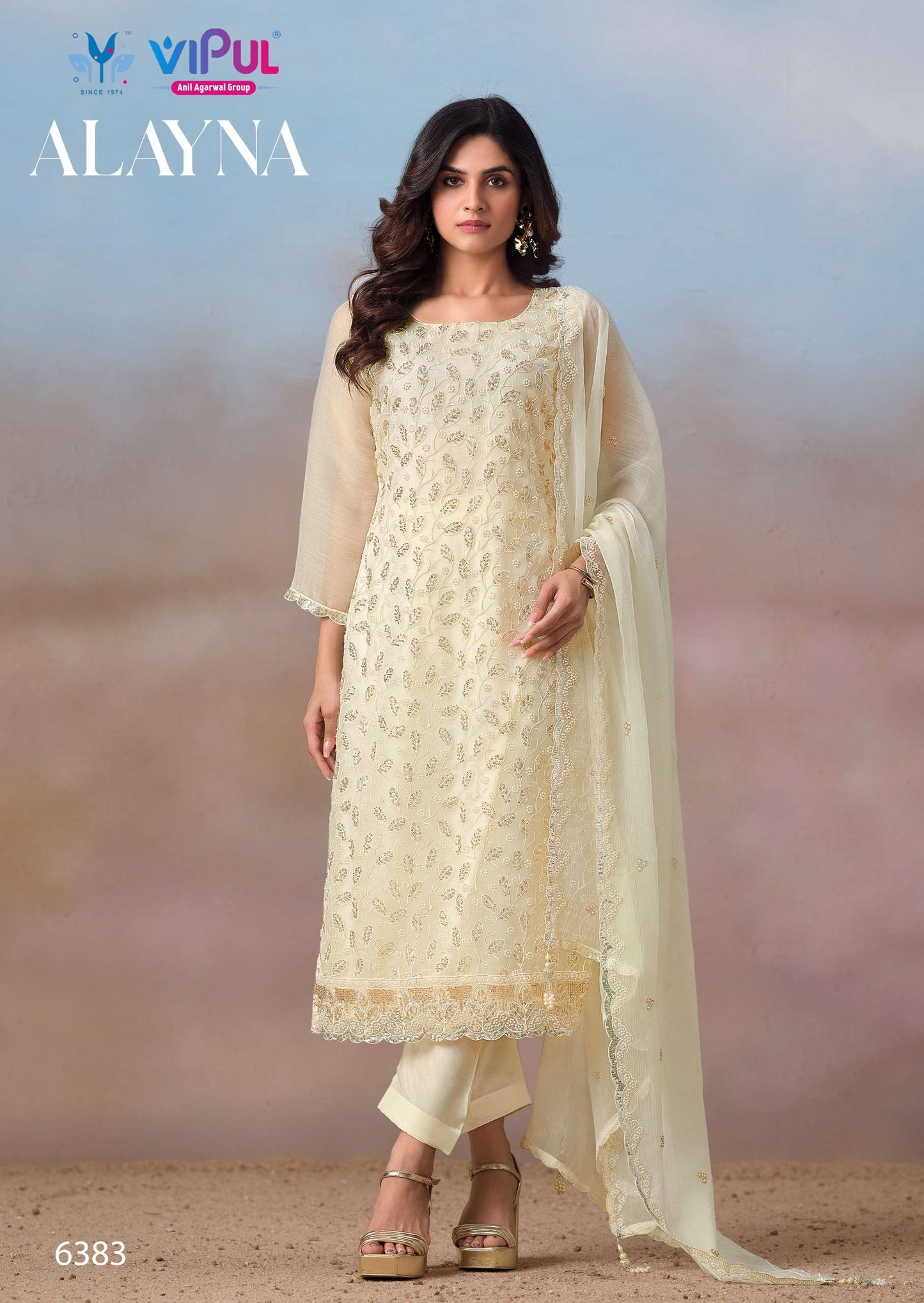 Vipul Fashion Alayna Crinkle Chiffon Designer Unstitched Dress Material