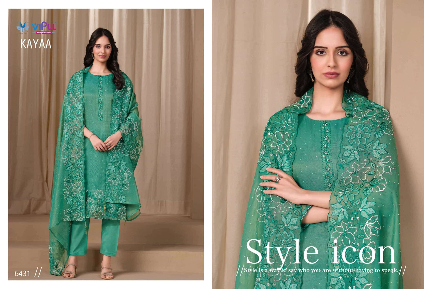 Vipul Fashion Kayaa Burberry Gold Designer Unstitched Dress Material