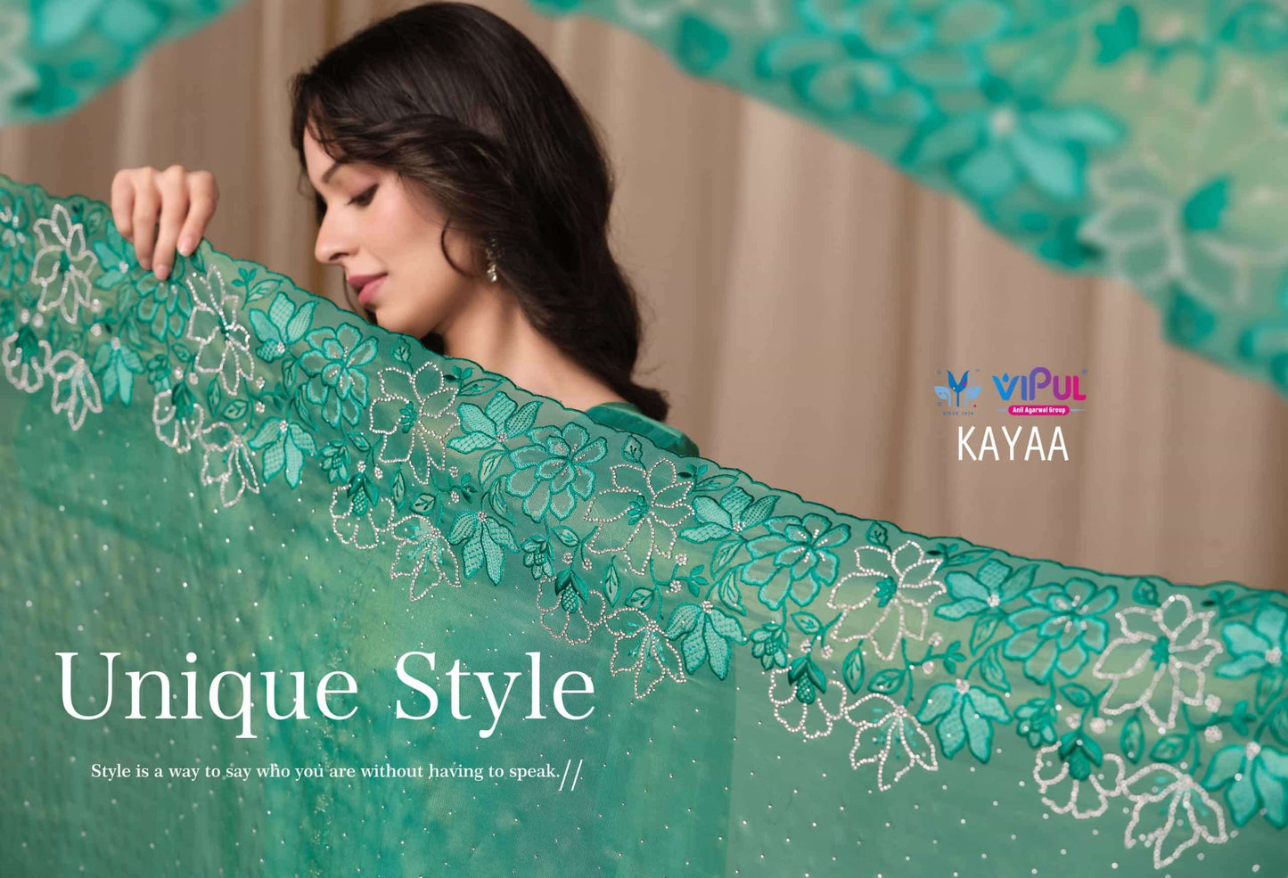 Vipul Fashion Kayaa Burberry Gold Designer Unstitched Dress Material
