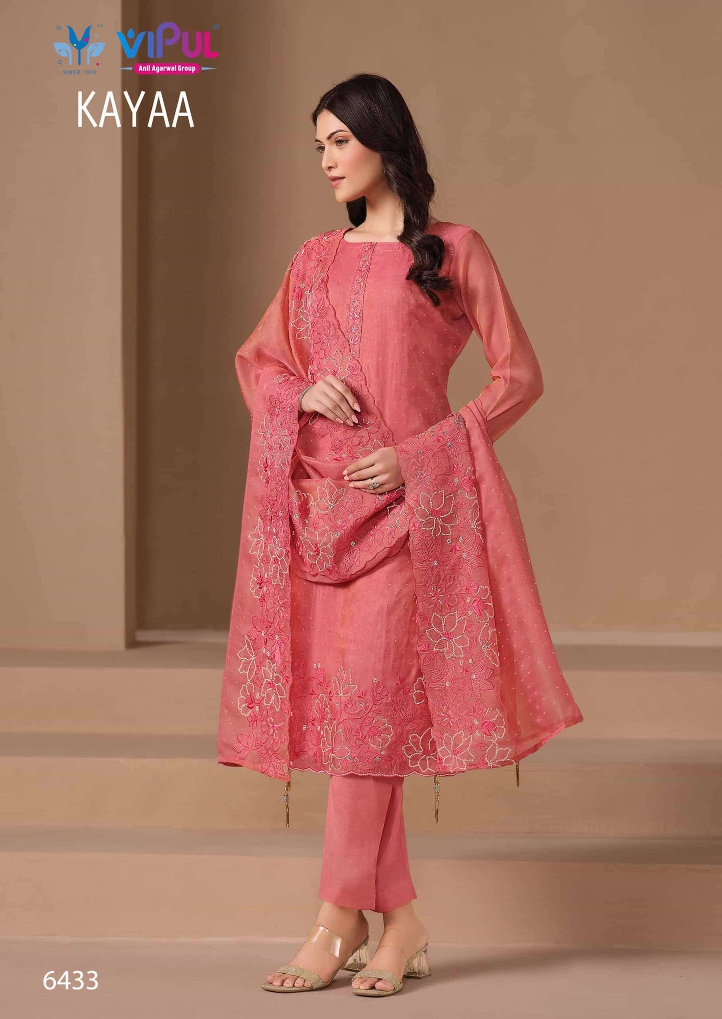 Vipul Fashion Kayaa Burberry Gold Designer Unstitched Dress Material