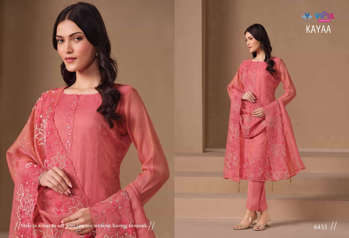 Vipul Fashion Kayaa Burberry Gold Designer Unstitched Dress Material