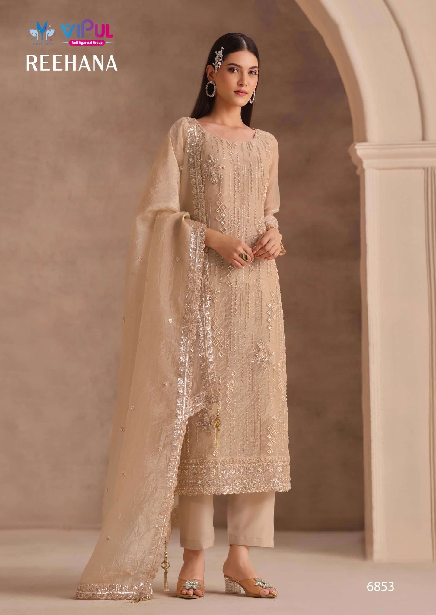 Vipul Fashion Reehana Dolomite Organza Designer Dress Material