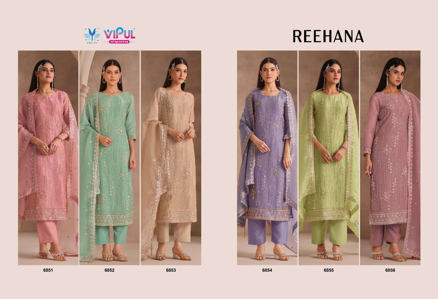 Vipul Fashion Reehana Dolomite Organza Designer Dress Material