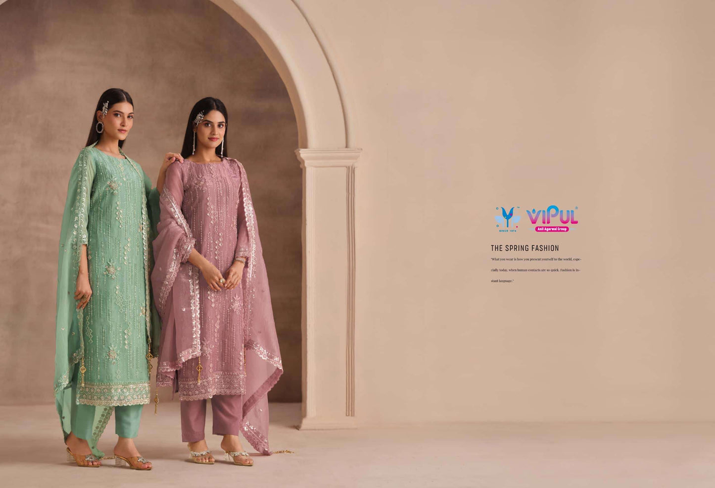 Vipul Fashion Reehana Dolomite Organza Designer Dress Material
