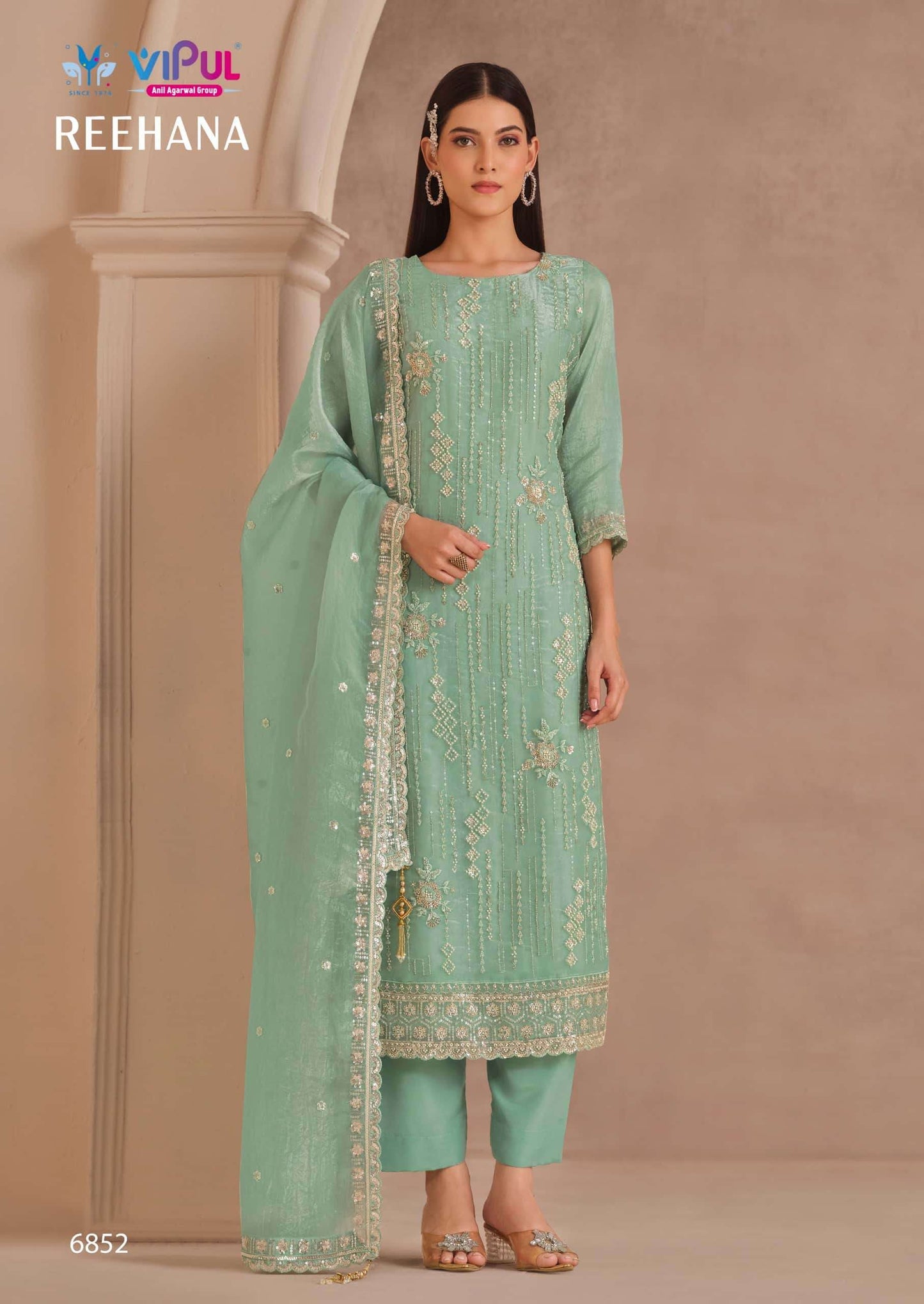 Vipul Fashion Reehana Dolomite Organza Designer Dress Material