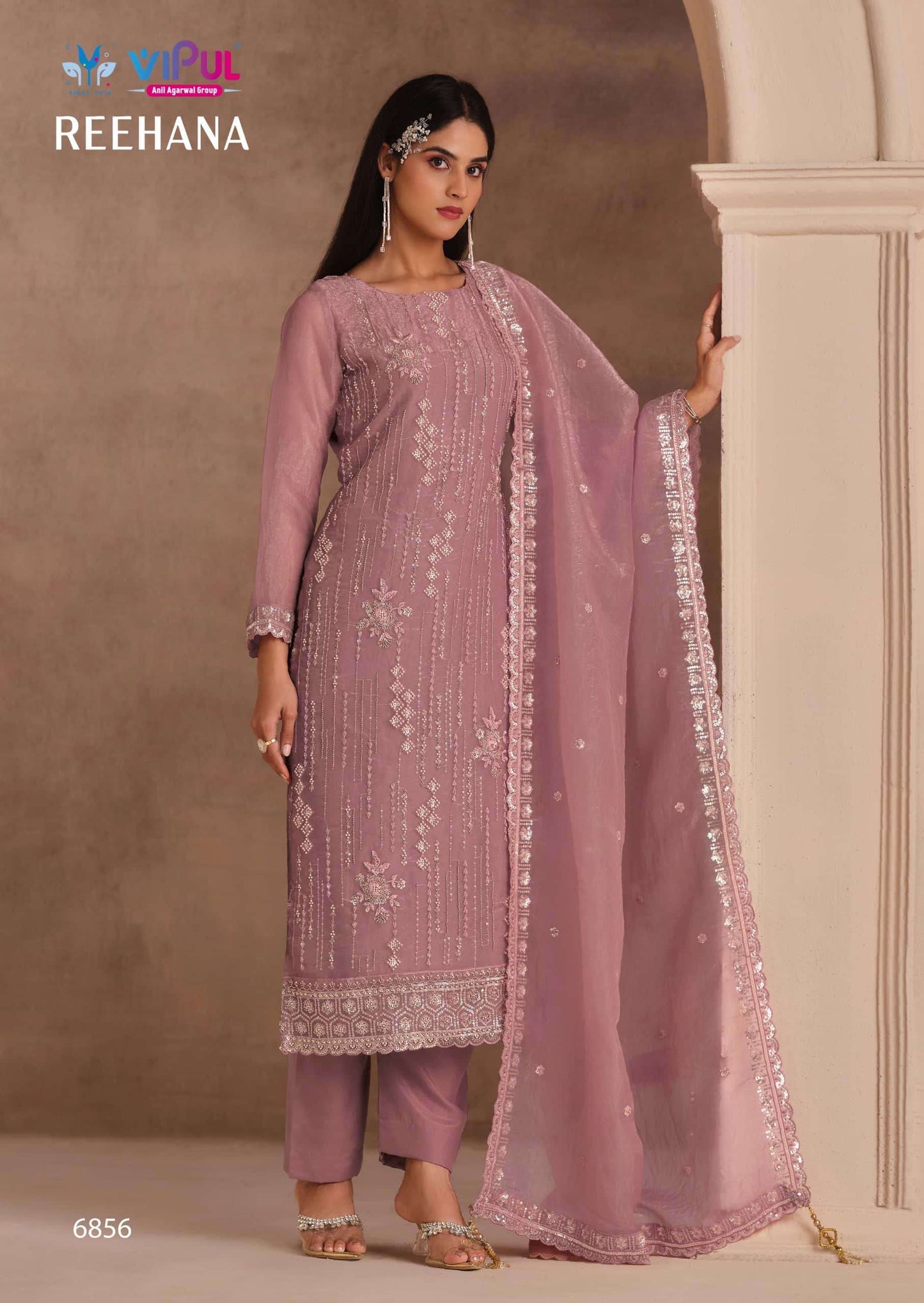 Vipul Fashion Reehana Dolomite Organza Designer Dress Material