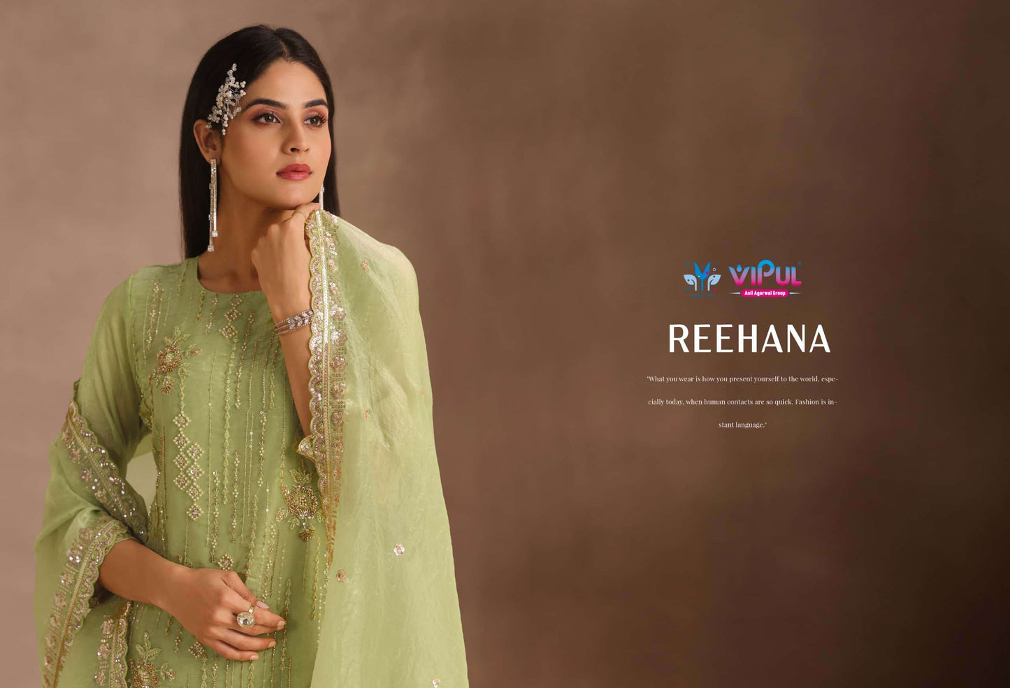Vipul Fashion Reehana Dolomite Organza Designer Dress Material