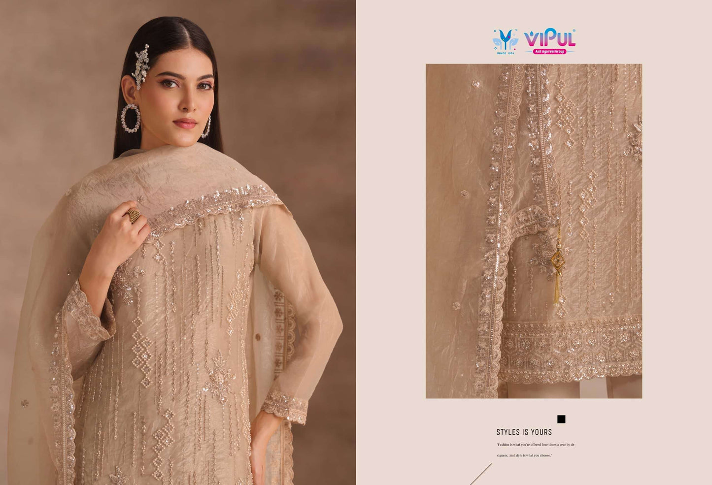 Vipul Fashion Reehana Dolomite Organza Designer Dress Material
