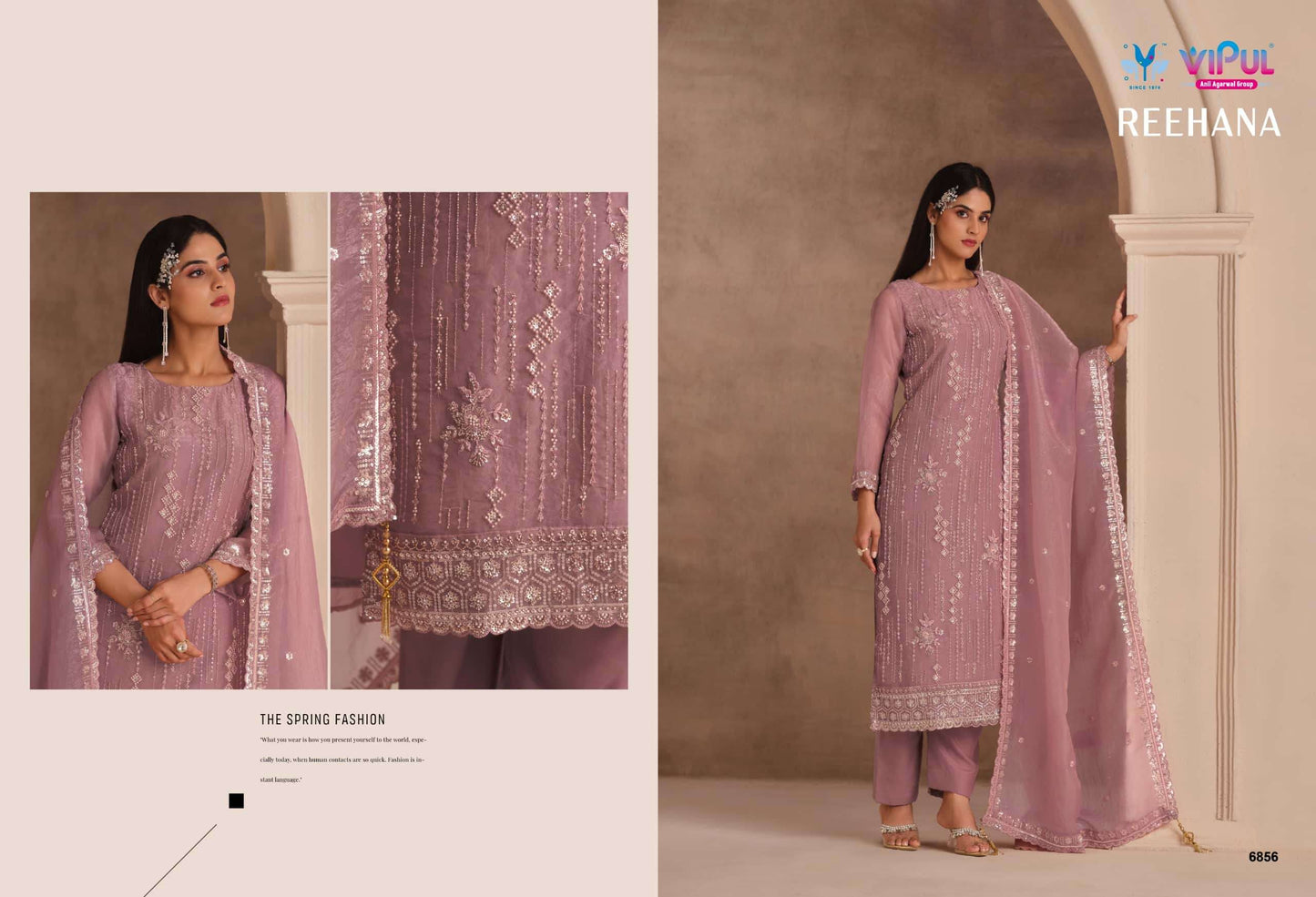 Vipul Fashion Reehana Dolomite Organza Designer Dress Material