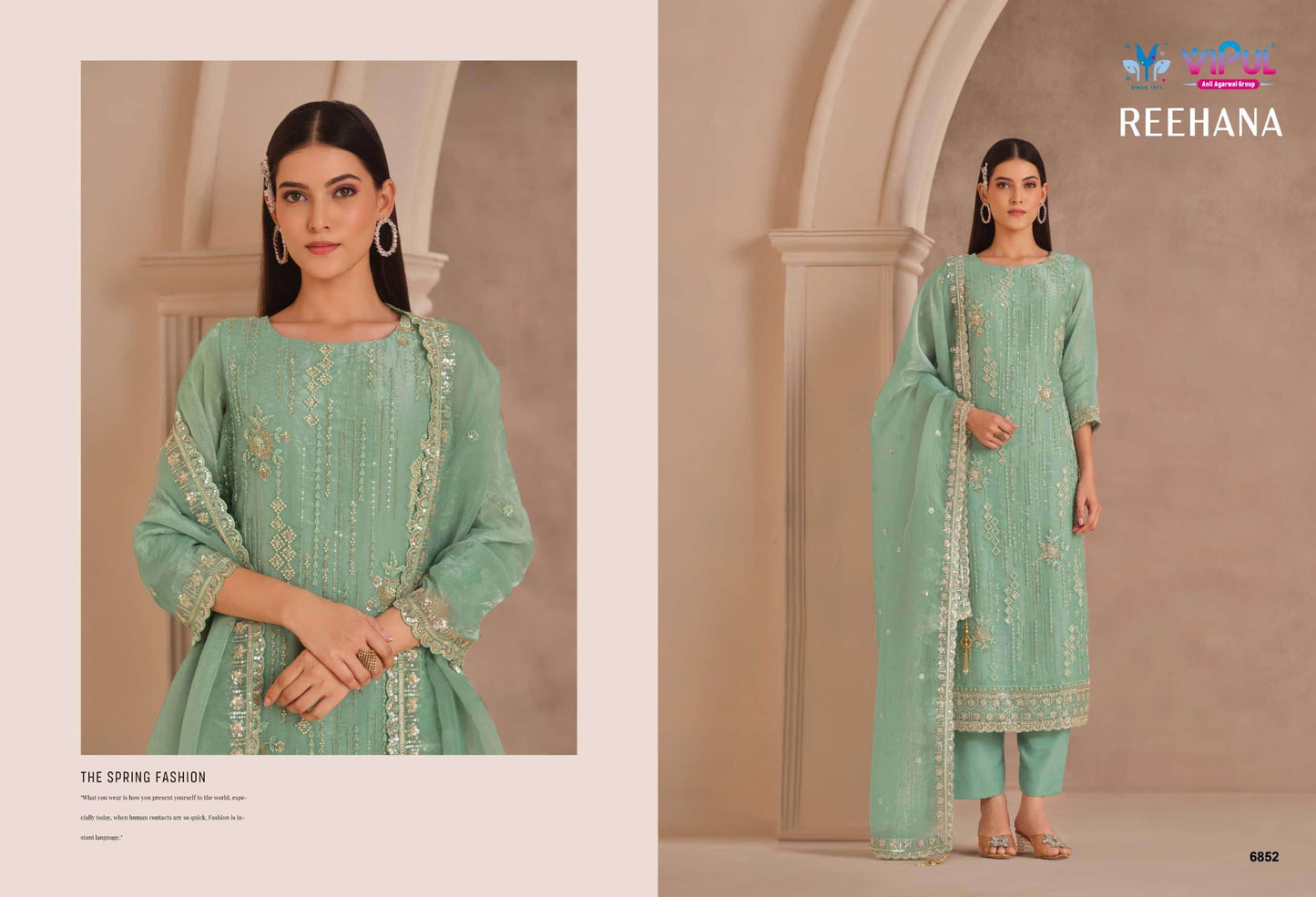Vipul Fashion Reehana Dolomite Organza Designer Dress Material