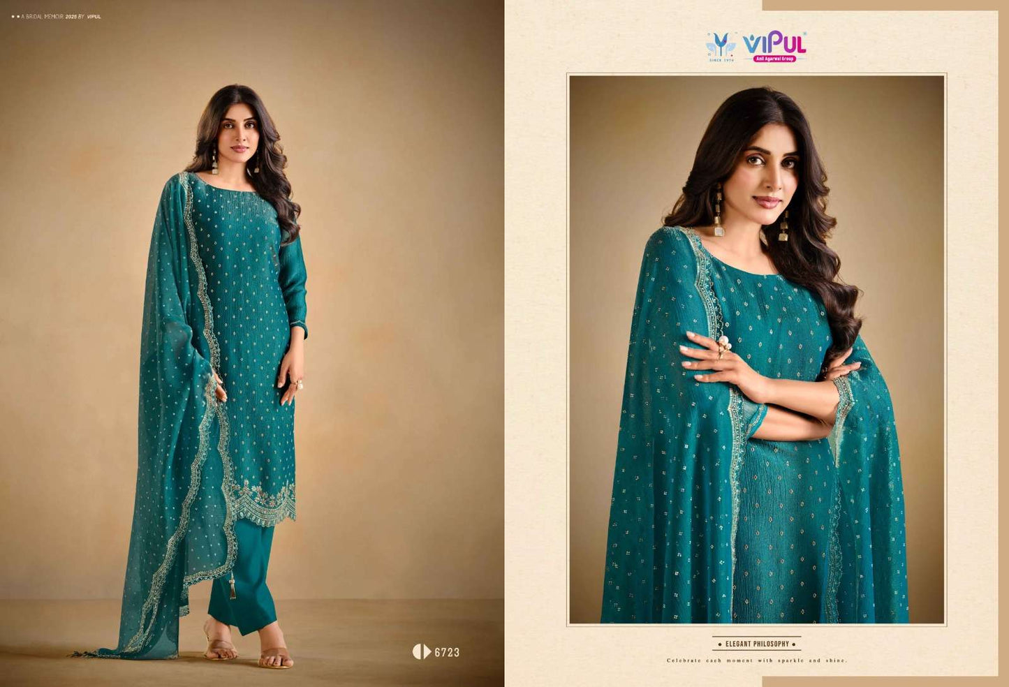 Vipul Fashion Solitaire Vol 3 Gold Windy Designer Dress Material