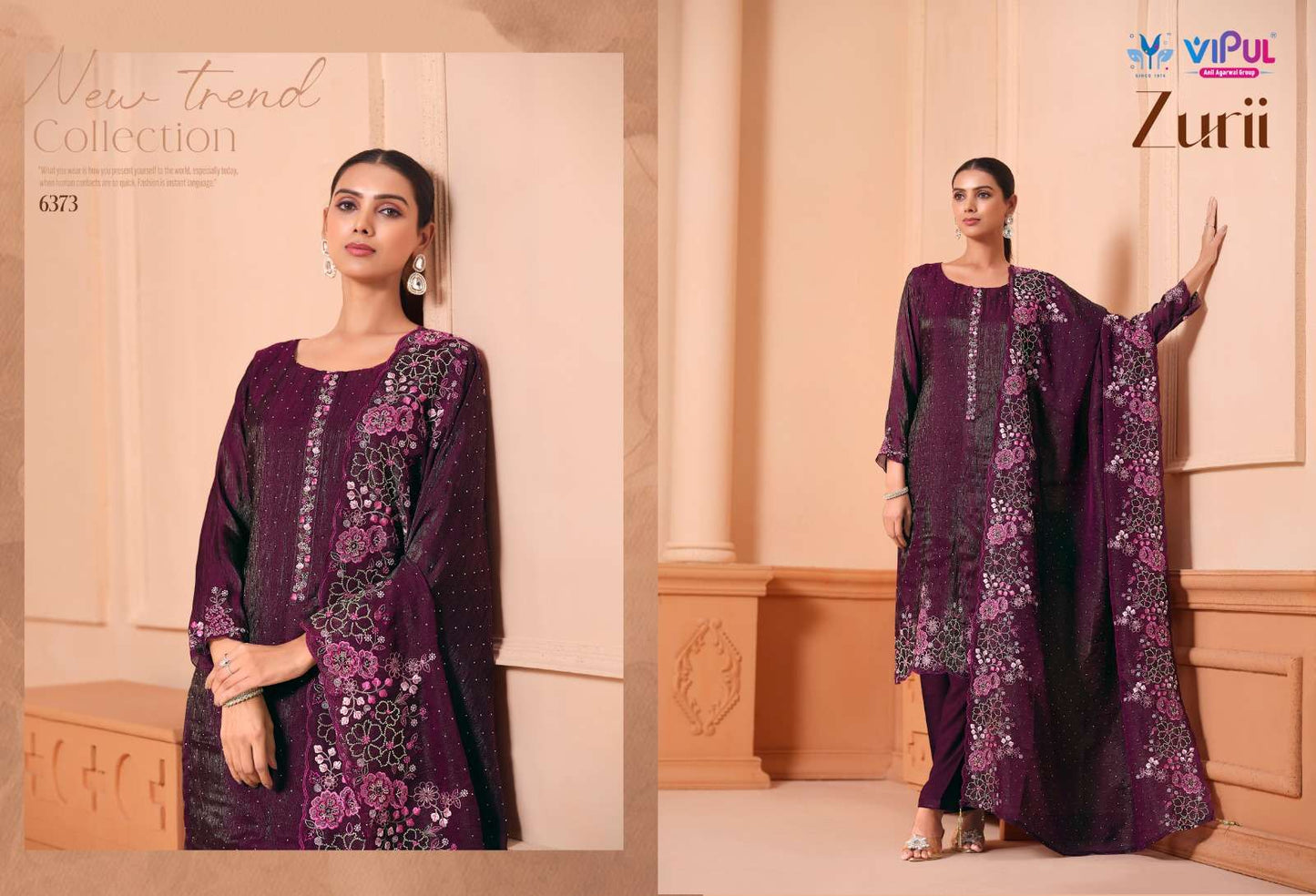 Vipul Fashion Zurri Martin Gold Designer Unstitched Dress Material