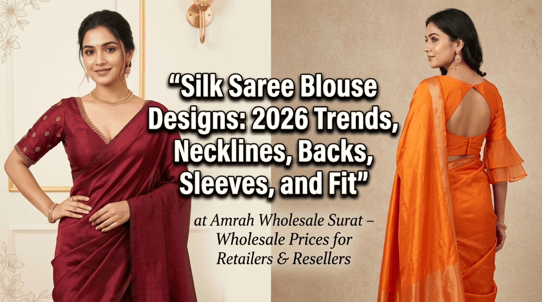 Silk Saree Blouse Designs: 2026 Trends, Necklines, Backs, Sleeves, and Fit - Amrah Wholesale