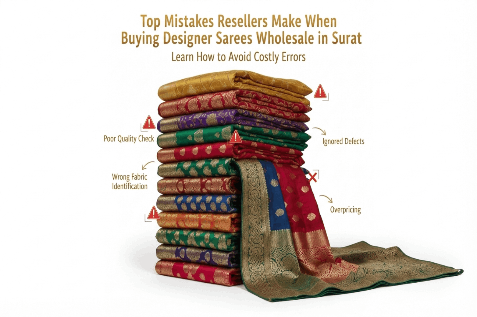Top Mistakes Resellers Make When Buying Designer Sarees Wholesale in Surat - Amrah Wholesale