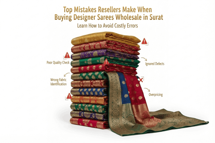Top Mistakes Resellers Make When Buying Designer Sarees Wholesale in Surat - Amrah Wholesale