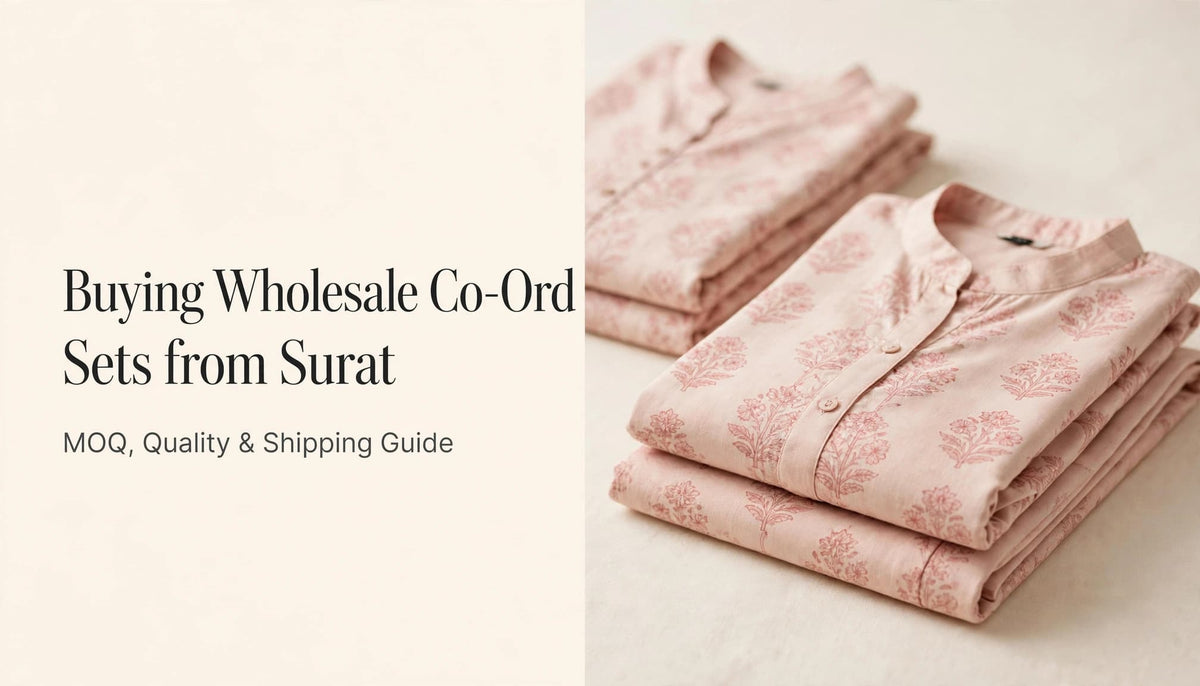 Pink floral wholesale co-ord sets from Surat