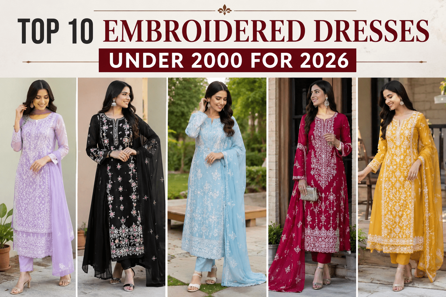 Top 10 Embroidered Dresses Under 2000 for 2026 - Amrah Wholesale