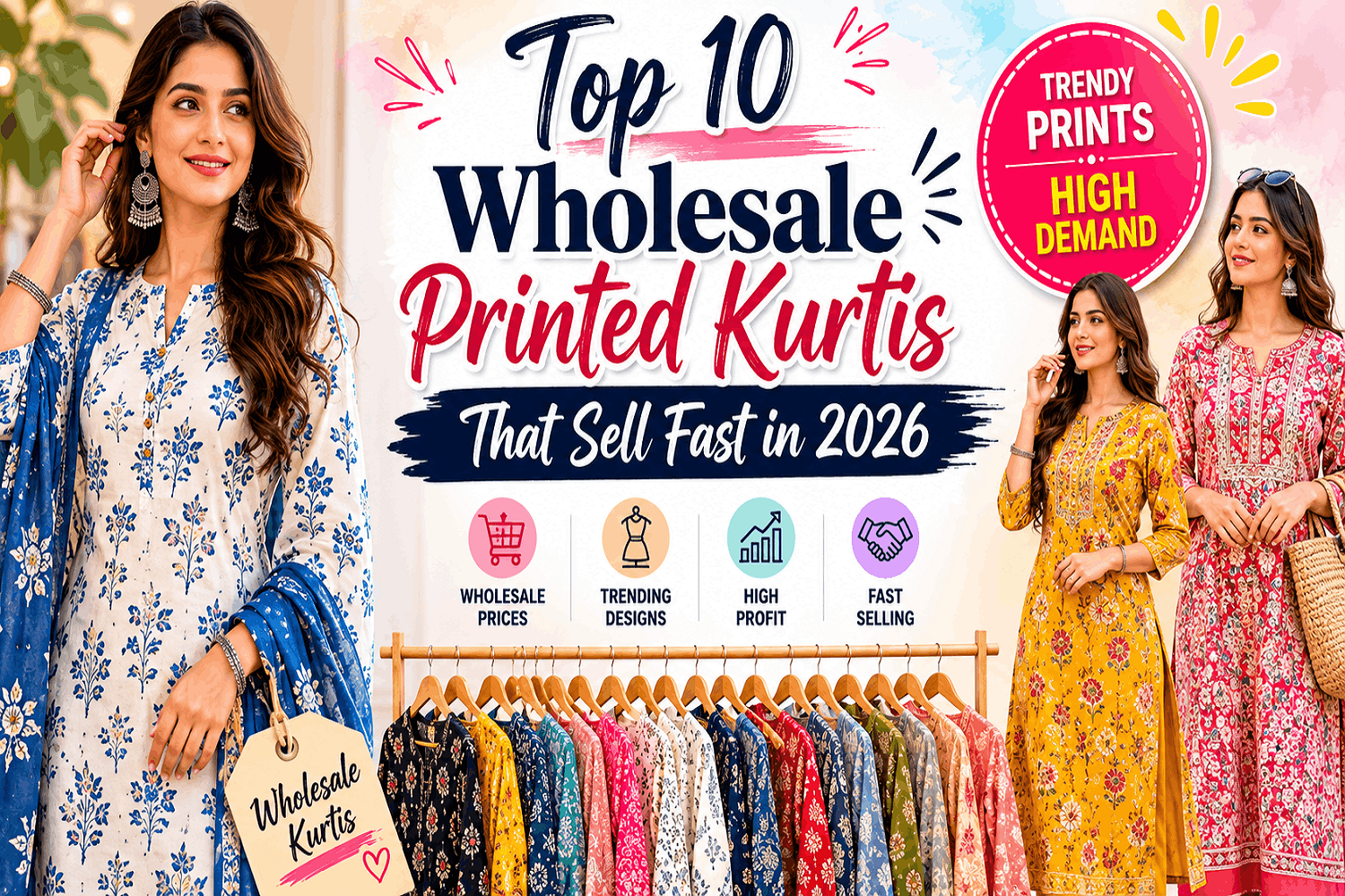 Top 10 Wholesale Printed Kurtis That Sell Fast in 2026 - Amrah Wholesale