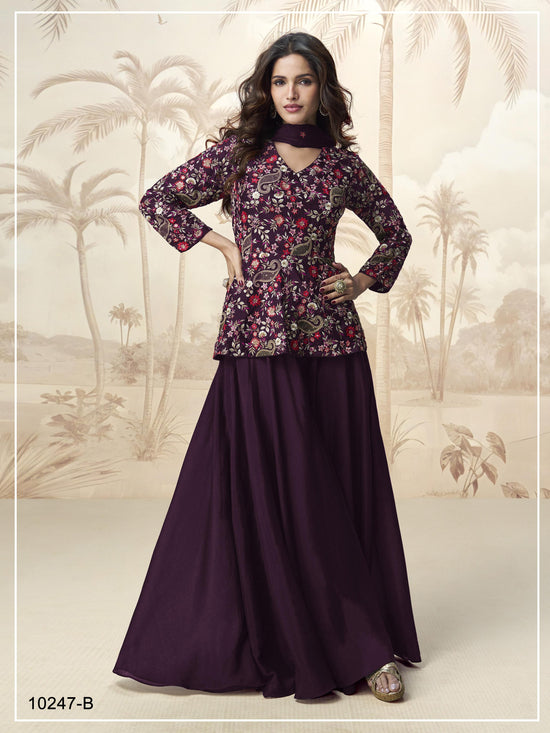 10247 Master Colors A To D Chinon Embroidered Indo Western