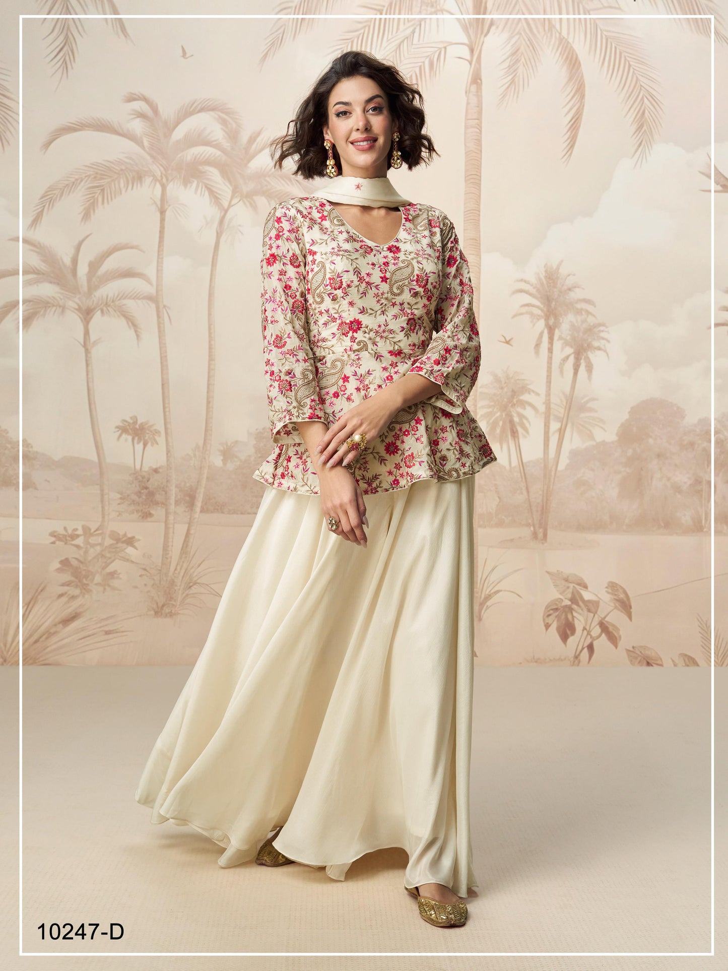 10247 Master Colors A To D Chinon Embroidered Indo Western