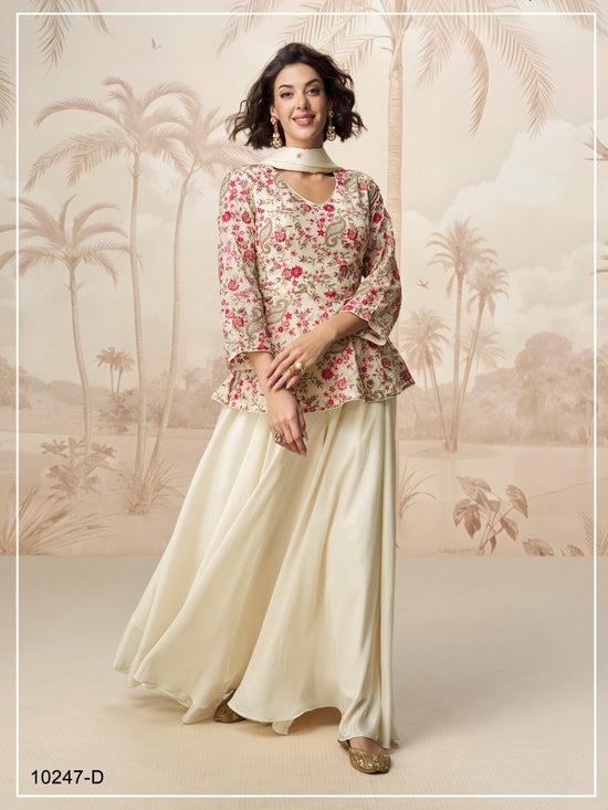 10247 Master Colors A To D Chinon Embroidered Indo Western
